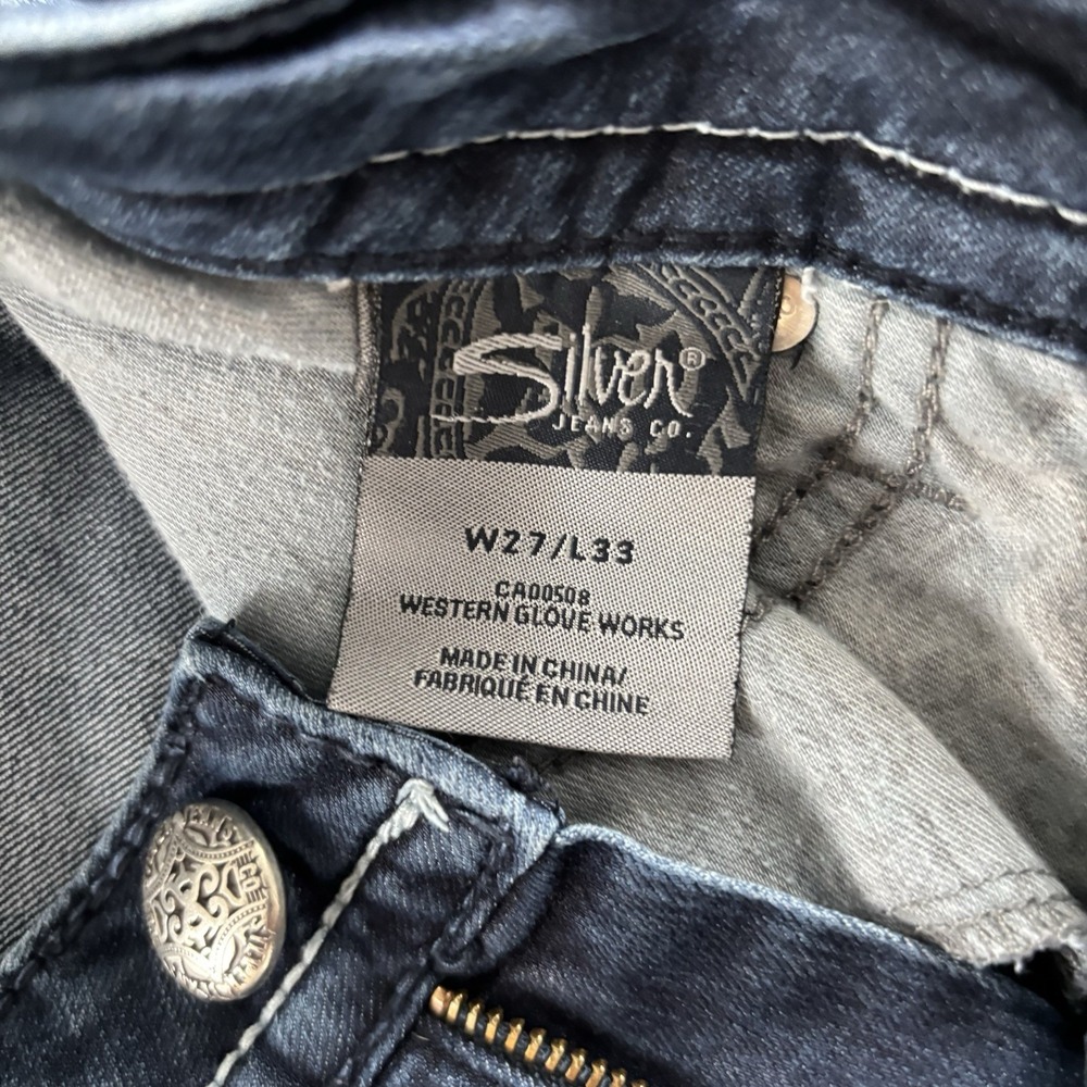 Silver Jeans Co. Dark Wash Denim Embellished Pocket Women's Jeans 27x33 - Picture 8 of 13